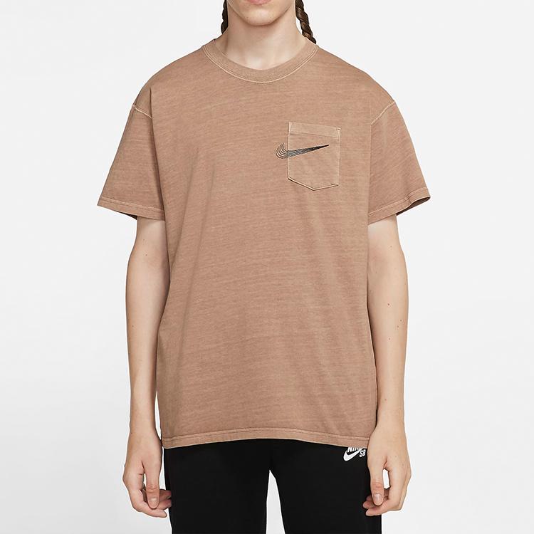 Nike T Shirts Men's Khaki Crew Neck Moderate Straight Fit CW1467-283