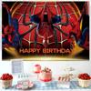 Spider Birthday Backdrop, Red Spider Web Spider Happy Birthday Banner,Spider Theme Photo Booth Background for Birthday P