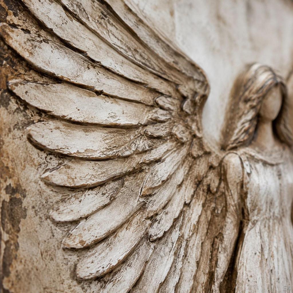 Angel Wall Artwork for Decoration PVC MDF Faux Metal Finish Elegant Rustic Plaque Hanging