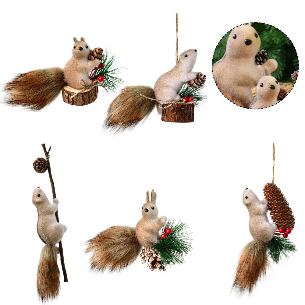 Christmas Decoration Hanging Tree Decorations Cute Squirrel Decor Adorable Christmas Accessory As Shown Adjustable Tail Wire