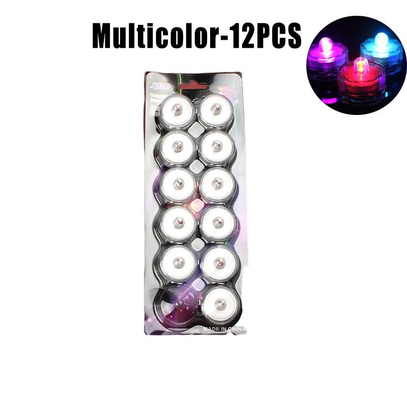 

12PCS/Set LED Candles Waterproof Tea Light with Button Battery Fish Tank Accessories Mini Led Lights Home Decoration
