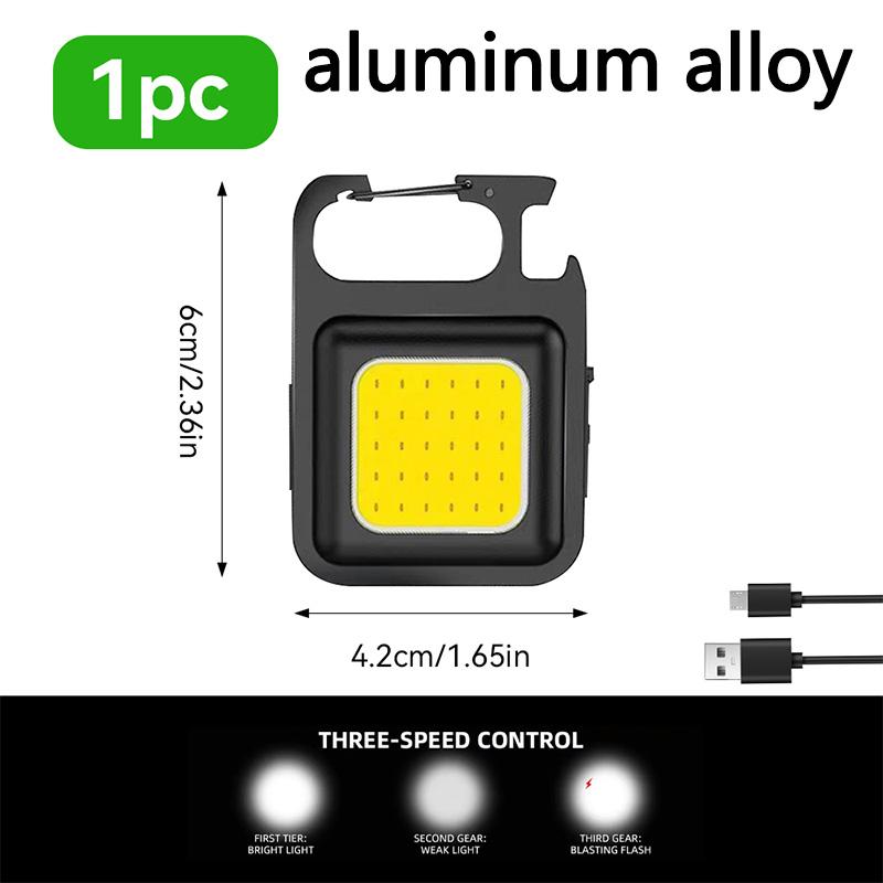 Mini LED Keychain Flashlight COB Work Light Rechargeable Pocket Torch with Strong Magnet Clip for Outdoor Camping Emergency Use