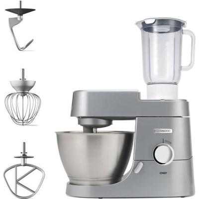 KENWOOD Chef KVC3110S Food Processor – Pastry Kit and Blender Included – Silver – 1000 W – Compact Size