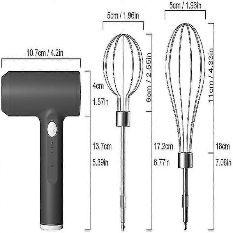 Hand Mixers Multifunctional Electric Whisk 3 Speeds With Stainless Steel Beaters, Usb Rechargeable, Accessories For Baking Cooking Making Cake(grey)