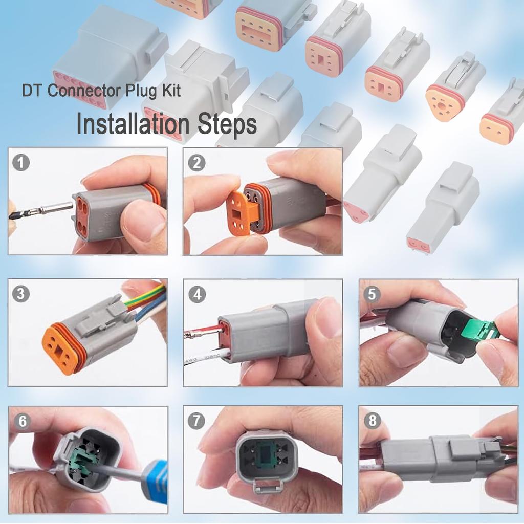 GUIRUIMOON Deutsch DT 4 Pin Connector Kit Waterproof Male Female Plug Socket Quick Disconnect