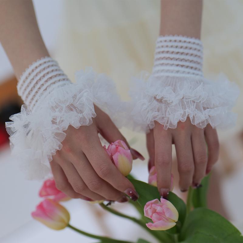 Manicure Sleeve For Nail Art Lace Fake Pleated Cuff Manicure Photography Props Fake Sleeves Nails Accessories Supplies Charm