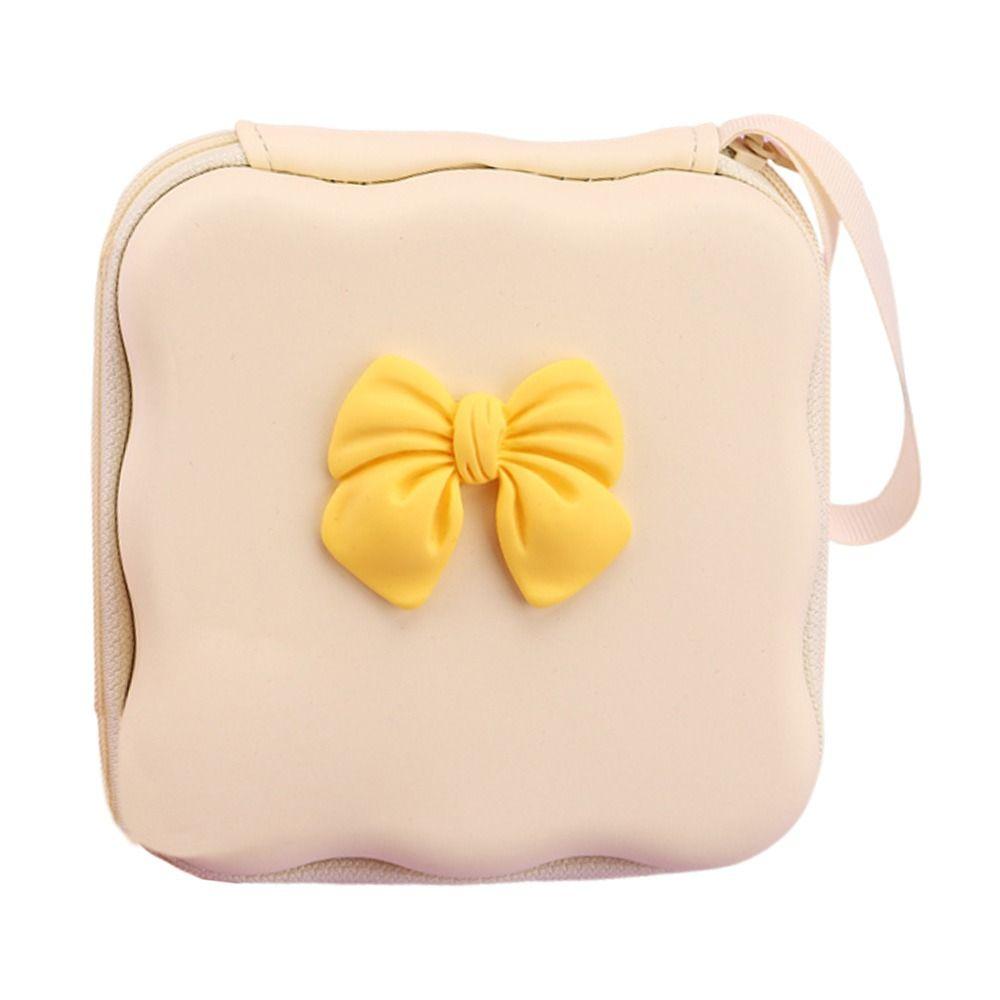 Cute Bow Knot Cable Protector Bag PU Portable Storage Bag Charger Protector Makeup Bag Travel