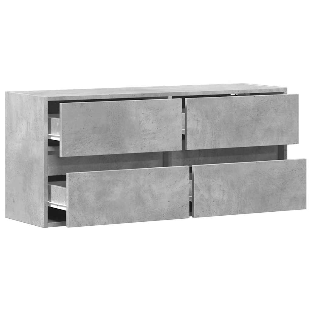 Wall Mounted TV Cabinet with LED Lighting Concrete Grey 100 x 31 x 45 cm