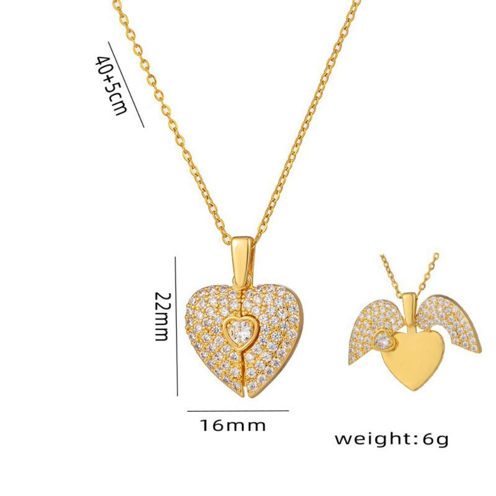 Titanium Steel Necklace Women Heart Wing Pendant Collarbone Chain Jewelry Gift for Her