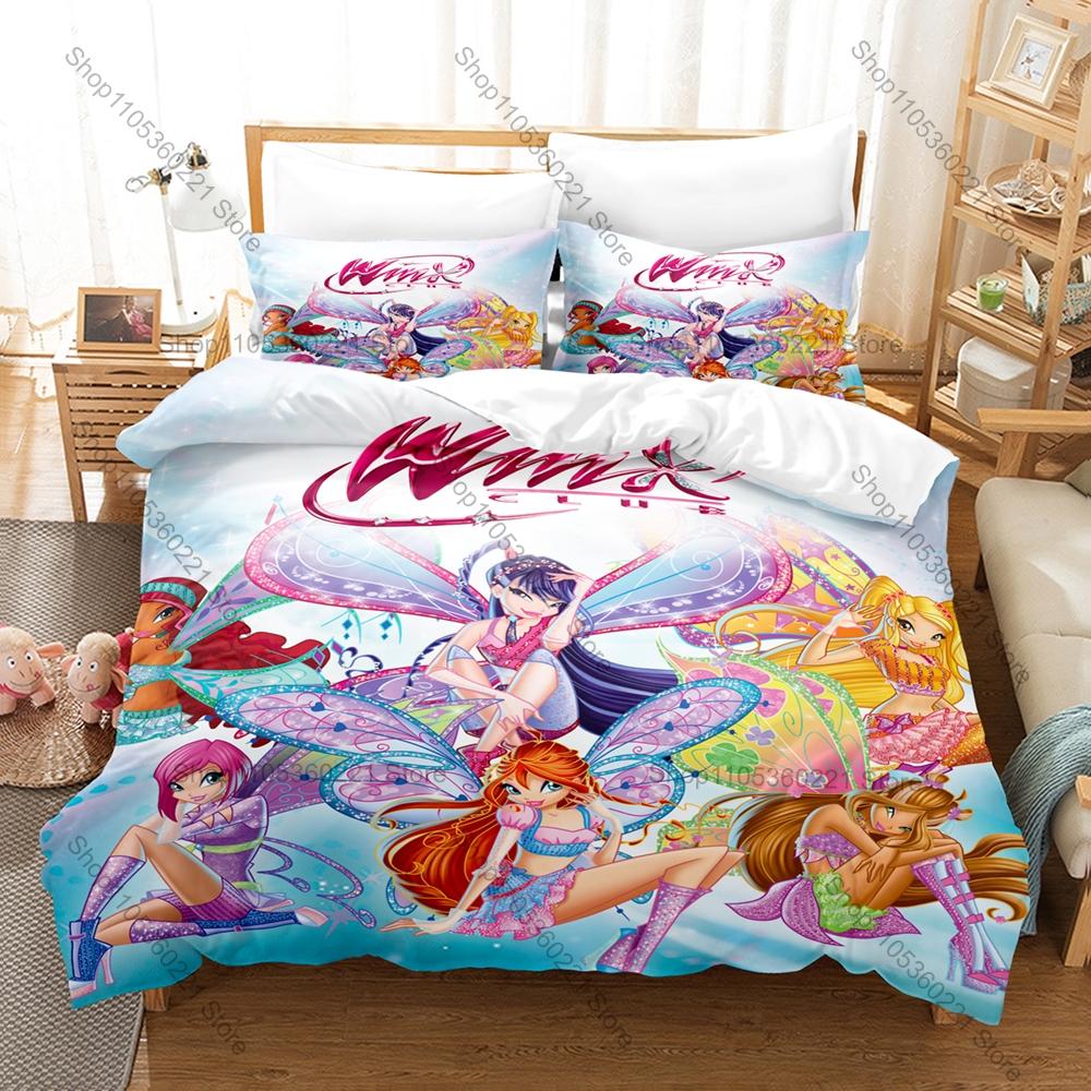 Printed W-Winx Bedding Set 3 Pcs Soft Breathable Duvet Cover And Pillowcases Fashion Home Bed Linens Decoration