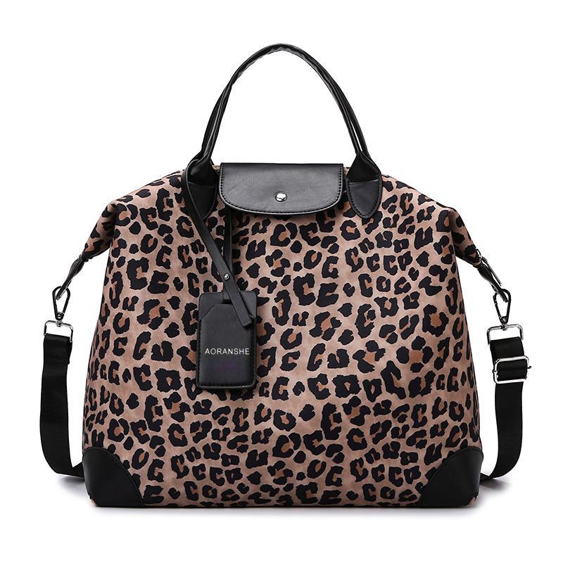 Leopard Print Travel Bag Large Capacity Fashion Handbag Crossbody Business Travel Storage Bag Sports Fitness Bag