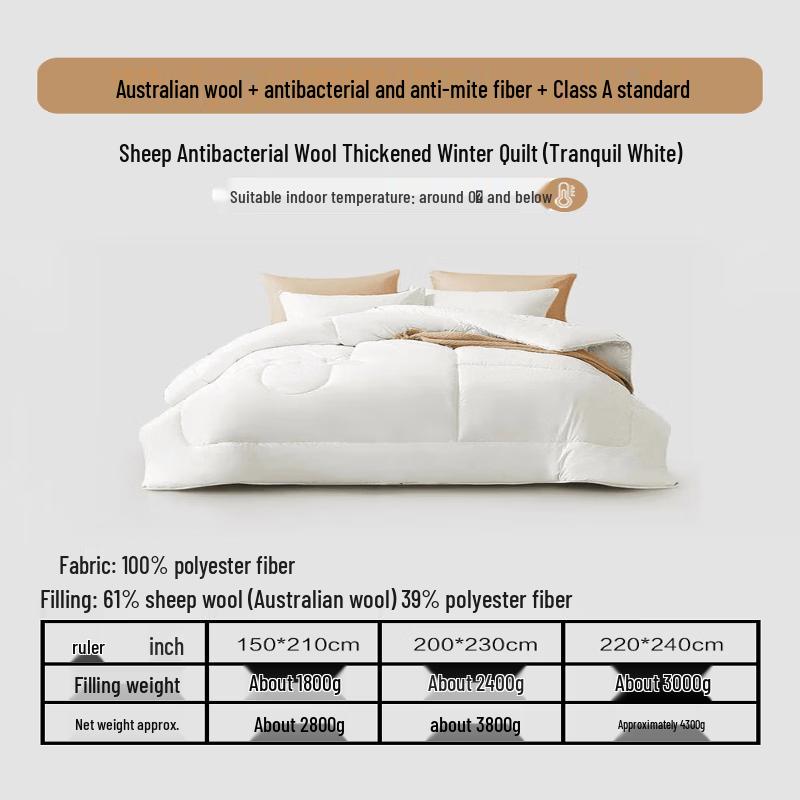 Mercury Home Textiles Australian Wool Thickened Anti-Mite Winter Duvet