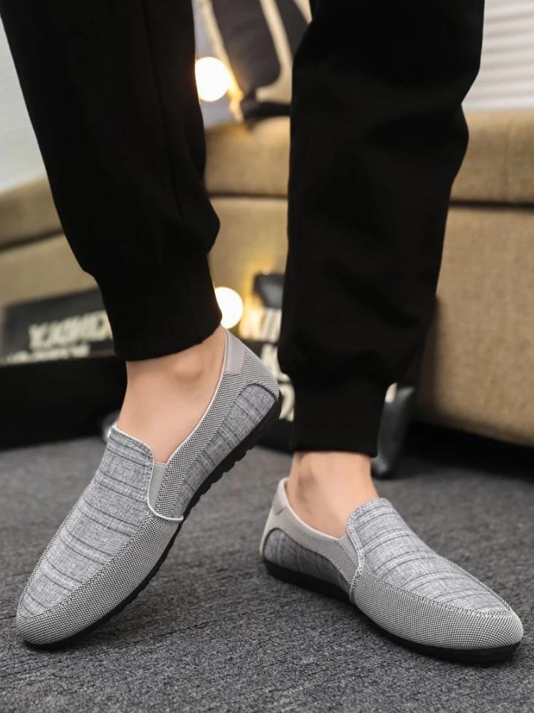 Fashion Non Slip Sneakers Soft Canvas Wear to Work Fashion 2025 Casual Shoes for Men Designer Luxury On Sale Breathable Elegant Man Shoe