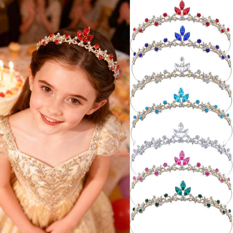 Little Princess Crystal Crown Simple Style Rhinestone Tiaras for Girl Birthday Party Adult Ceremony Children Hair Accessories