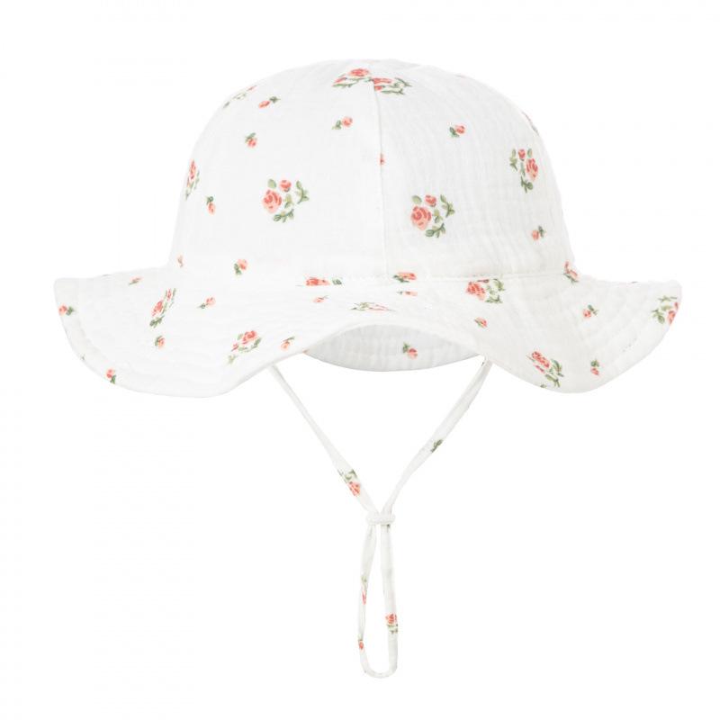 Cute Baby Cotton Bucket Hat - Printed Solid Color Sun Hat for 3-12M