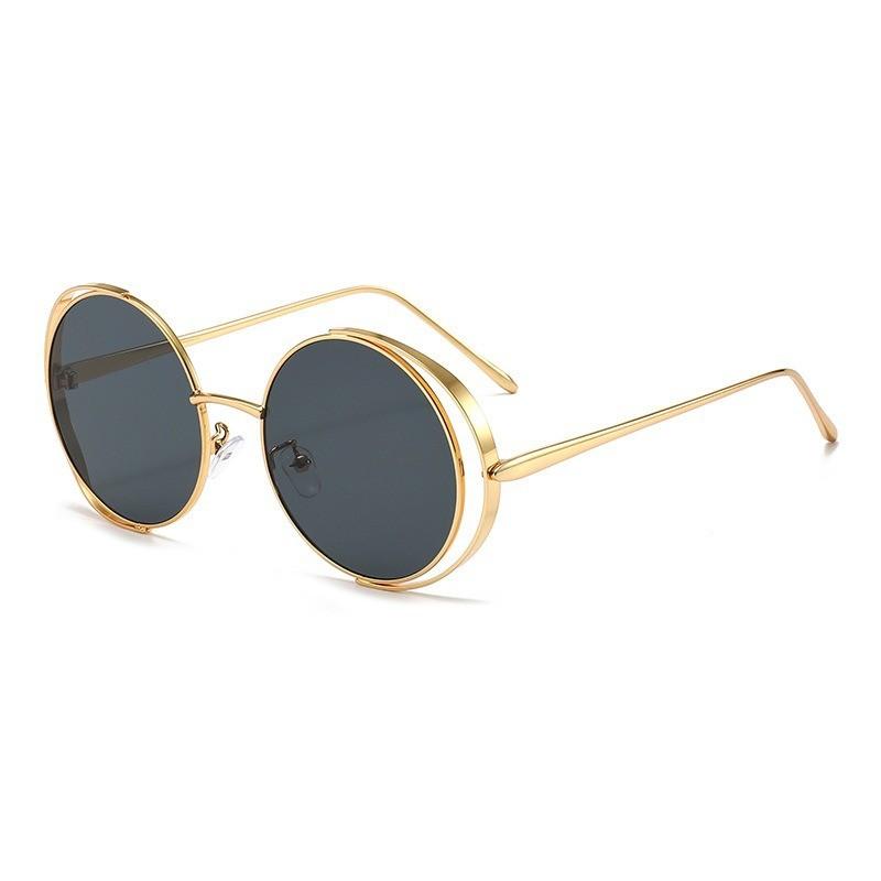 

Chic Round Metal Sunglasses With Gradient Blue Lenses For Summer Outings And Daily Fashion Style 1