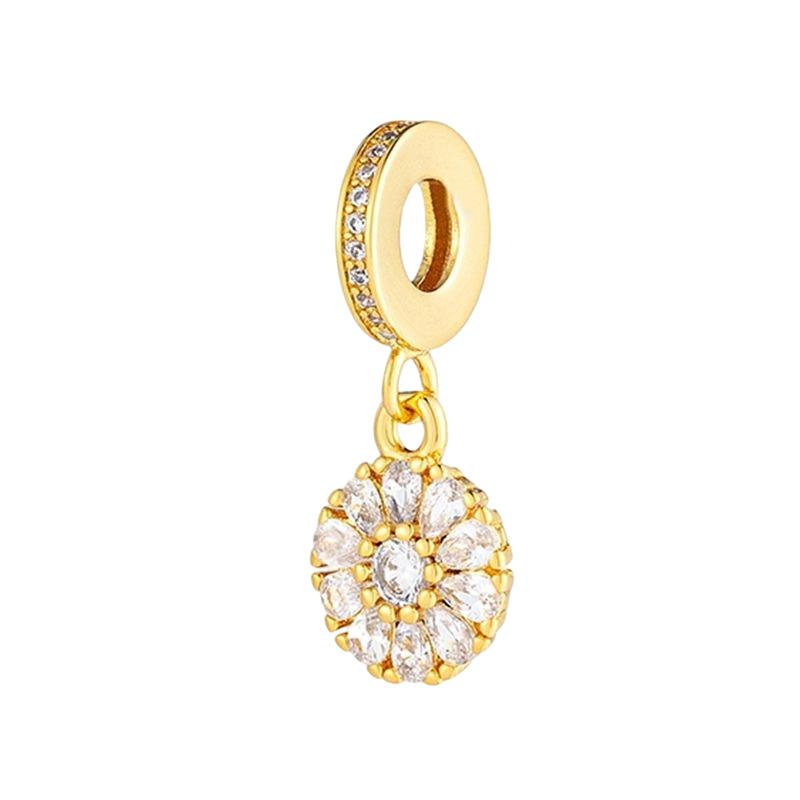 Sparking Gold Plated Charm Beads Dangle Original Snake Fit Copper Bracelet Necklace Beads For Diy Jewelry Women Gift