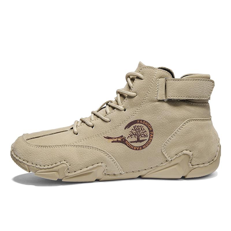 

Мужские кожаные ботинки ручной работы. Осенние повседневные кожаные туфли из спилка. Мужские ботильоны. 46 песочный