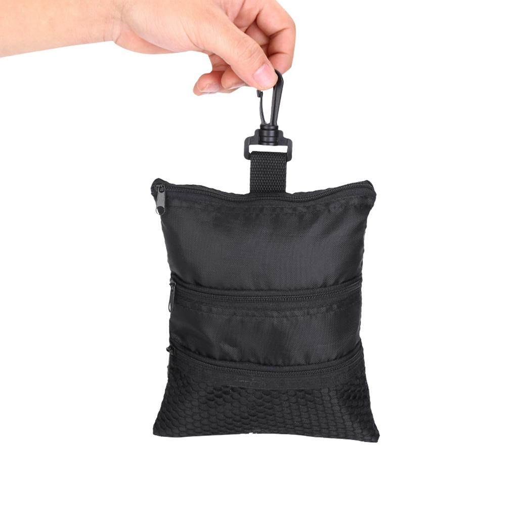Portable Golf Ball Accessories Multi Pocket Black Zipper Handbag Bag