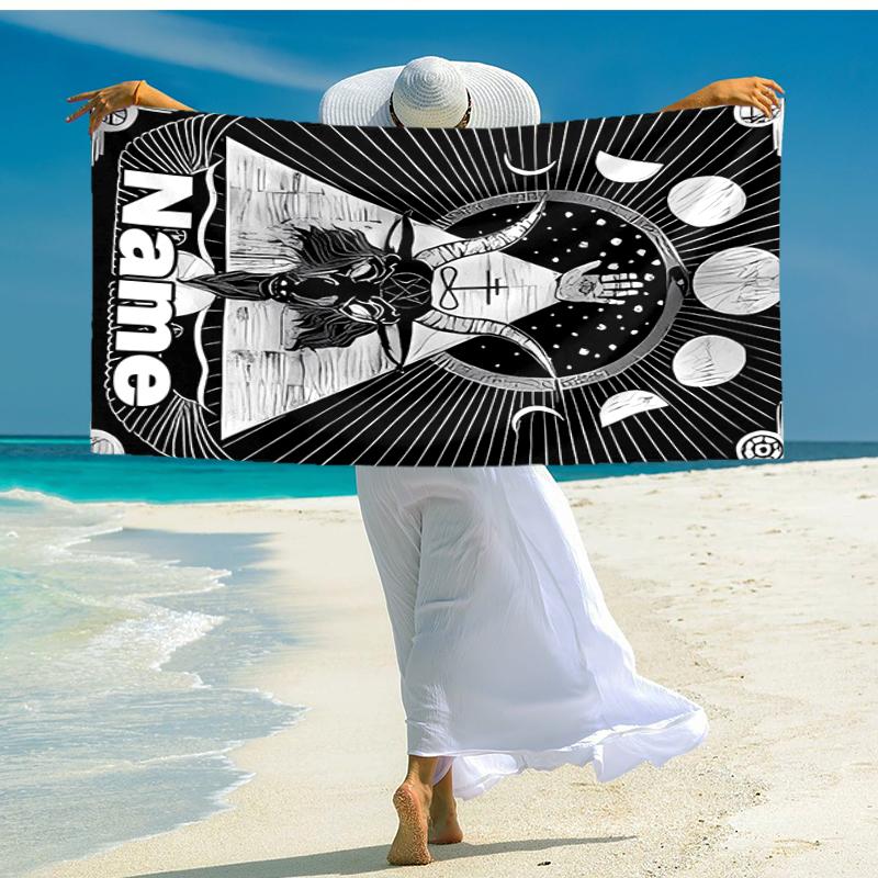 Personalized customized proof beach towel with Baphomet pattern - soft, absorbent, quick-drying, perfect swimming, camping&bathing