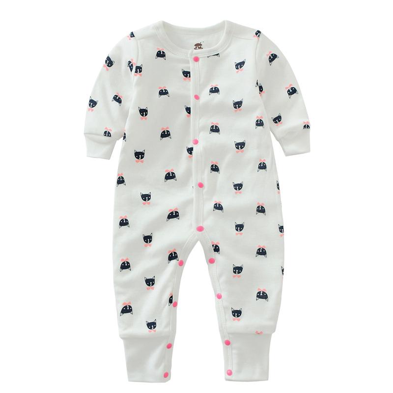 Erkek ve Kız Çocuklar İçin Saf Pamuk Uzun Kollu Bebek Tulumu - Dört Mevsim İçin Çift Katmanlı