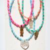 Bohemian Fishbone Pendant Bead Necklace White Shell Heart DIY Choker Necklaces  Women