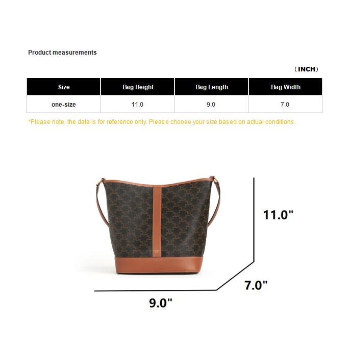 Celine Borsa a secchiello Triomphe Classic in tela monogramma e pelle di vitello da donna, borsa a spalla, marrone 191132CAS-04LU