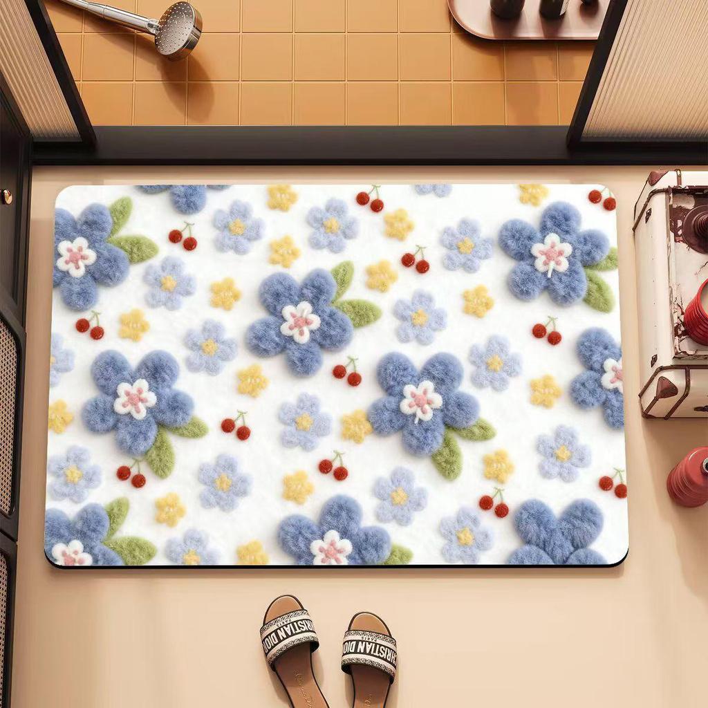 Fresh Floral 3D Diatomaceous Earth Bathroom Mat