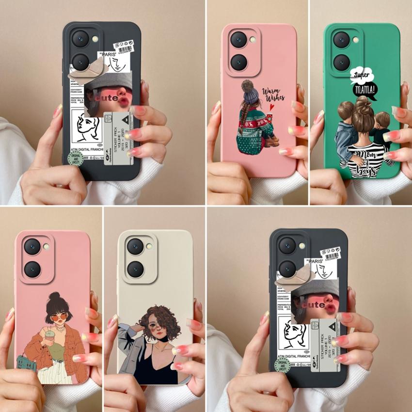 New Case For Vivo iQOO U5x Z9 Lite Y400 Pro Y03t Y02t Y18i Y18t Cute Girl Phone Cover Screen Protector Liquid Silicone Dustproof Shell For Vivo Casing