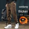 Men's Autumn/Winter Fleece Pants: Trendy Loose-Fit, Plus Size, Elastic Ankle Sweatpants for Youth.