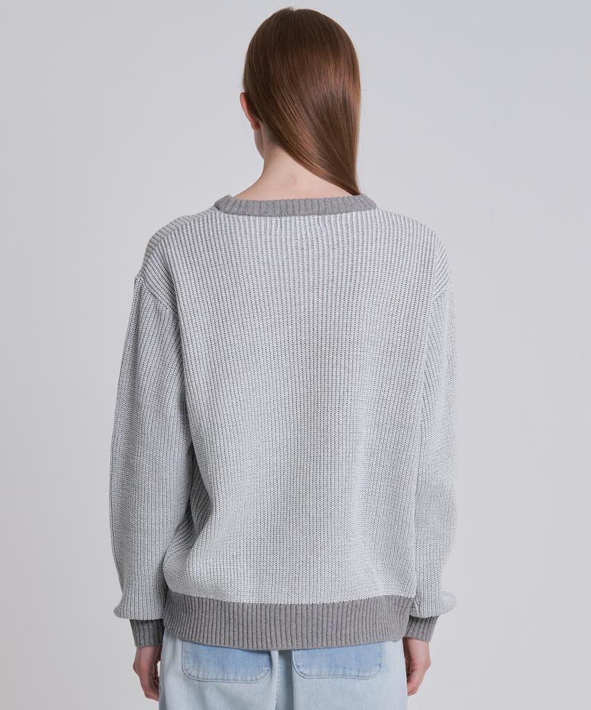 ZENSAI Double-Water Crewneck Knit Gray