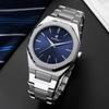 Luxuriöse personalisierte Herrenuhr Edelstahlarmband wasserdicht runder Kalender Quarzuhr einfaches Zifferblatt Business-Mode