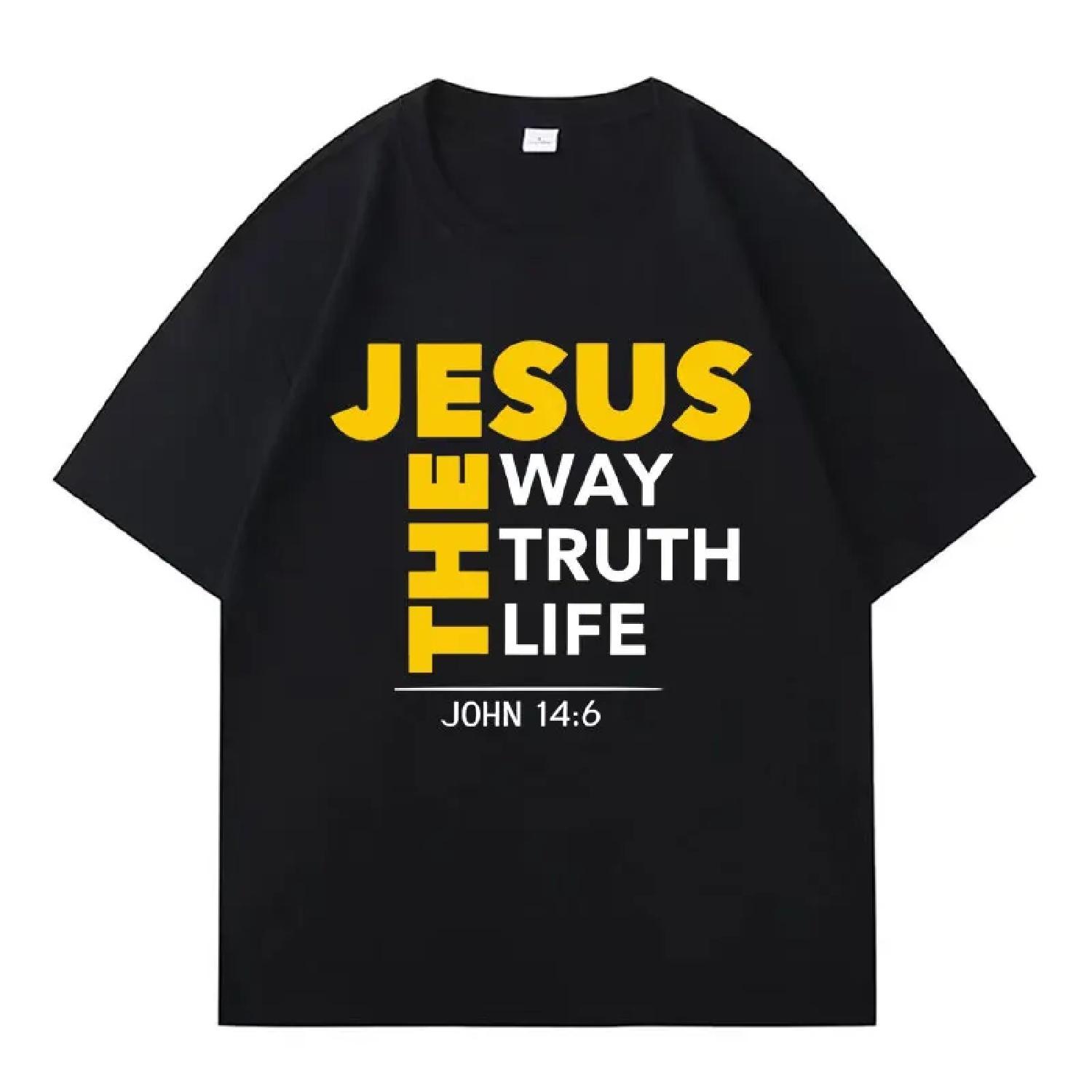 

Jesus T-shirt Versatile Lovely Casual Amusing Summer ONeck Tops Harajuku 100% Cotton Daily Y2K Short Sleeve Streetwear Teenagers XXXXXL чорний