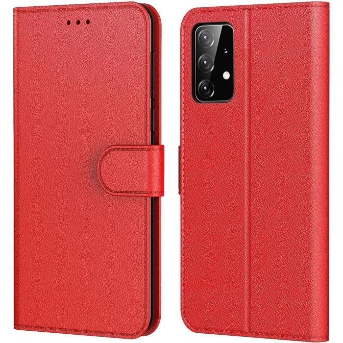 Case for Samsung Galaxy A23 5G - BOOLING - Red - Leather Effect - Shockproof - Magnetic Flap