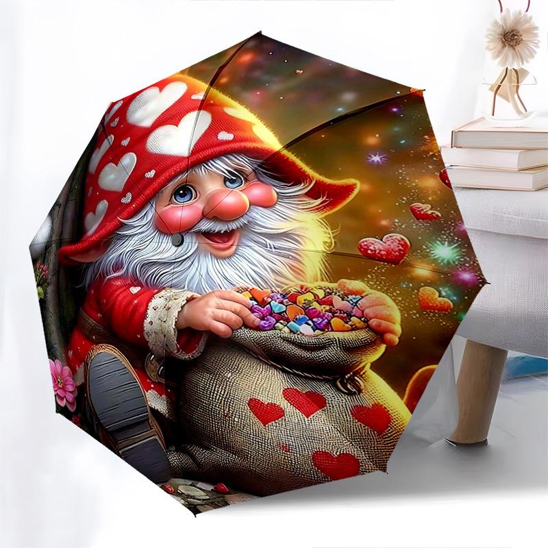 

1pc Valentine s Day Heart Print Automatic Opening/Closing Umbrella, Portable Folding Design, 8-Rib Iron Frame, Outdoor, Ideal Gift for Fans, Travelers