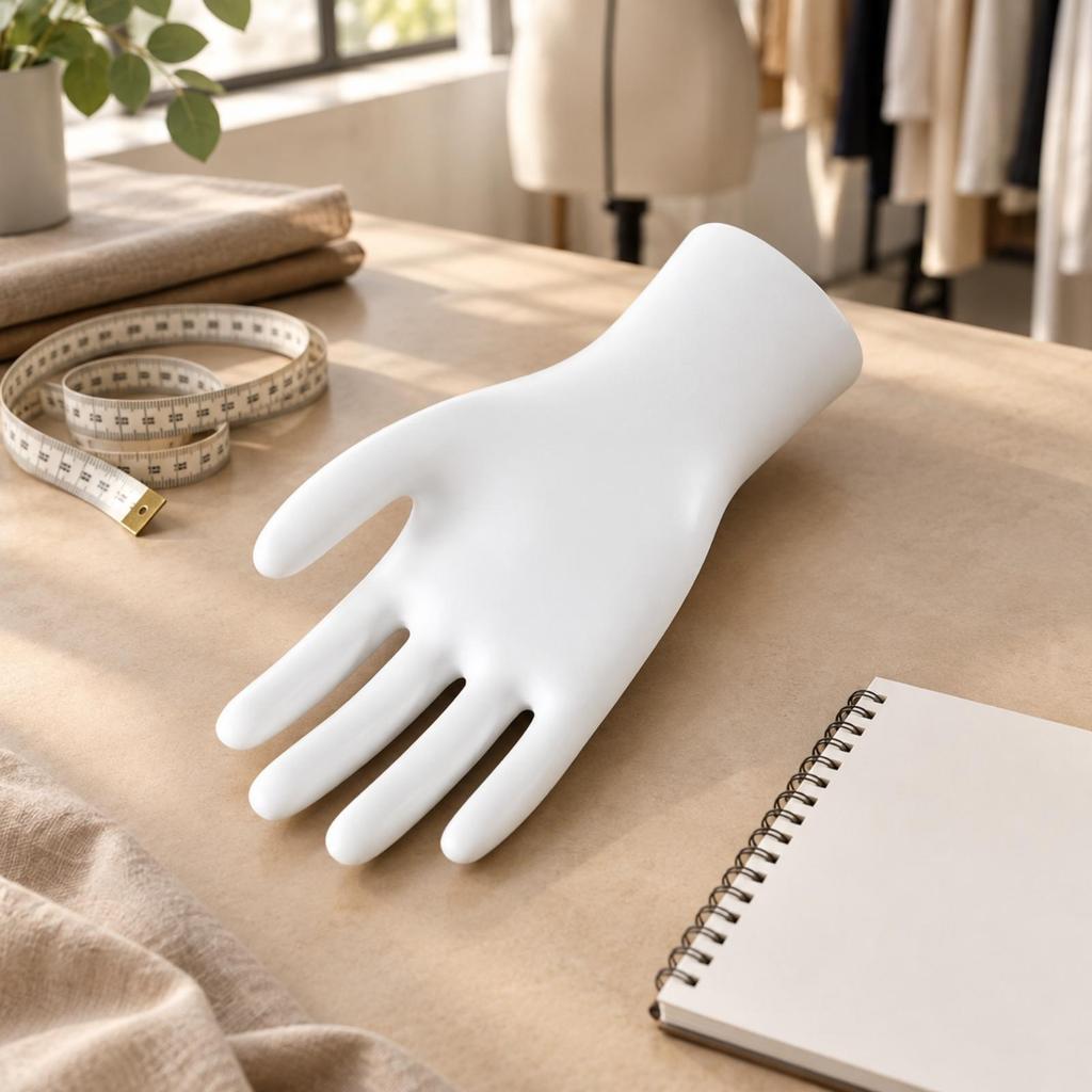 Vergrößerter Handumriss mit erweitertem Handgelenk Realistisches männliches Handmodell Authentische Handschuh-Auslage für