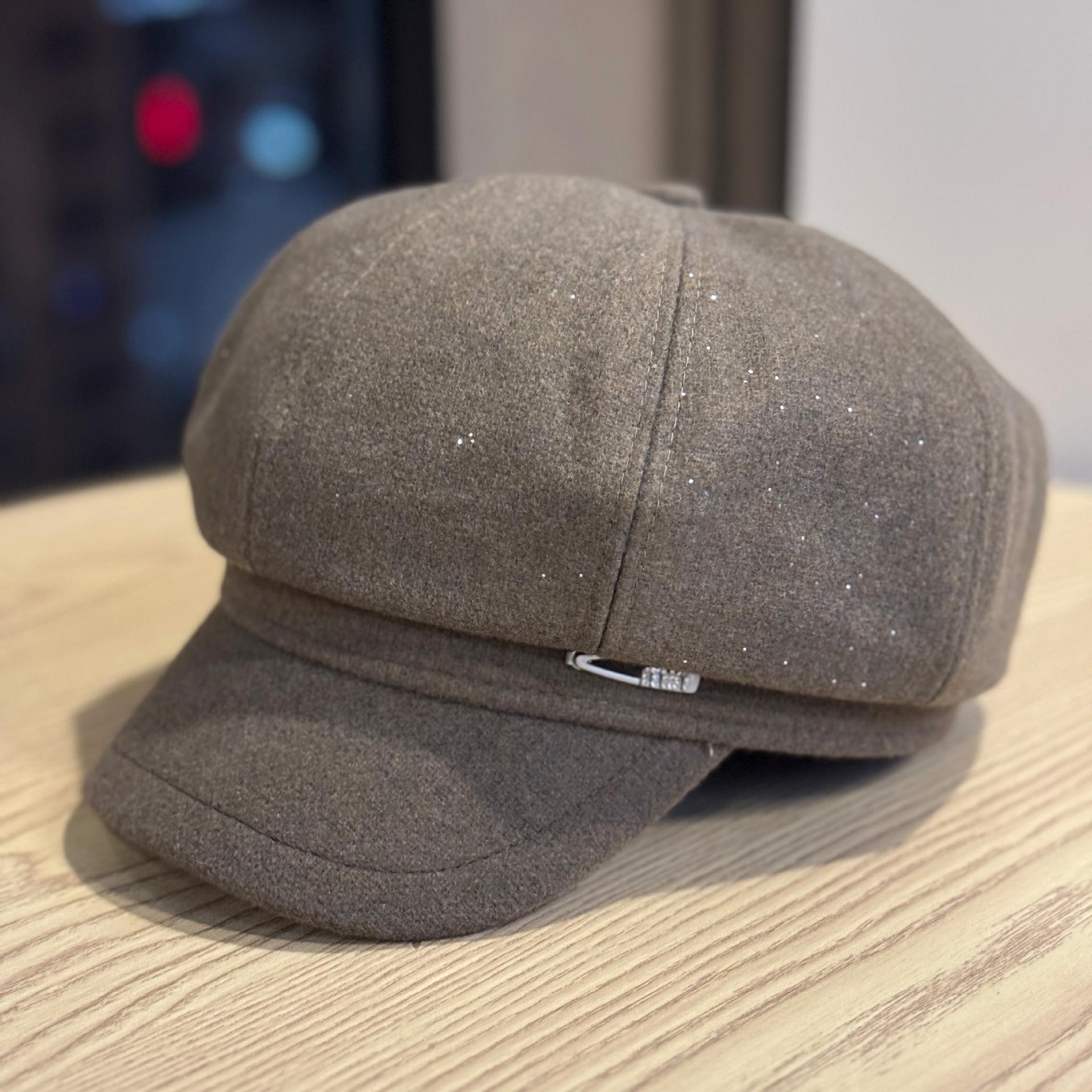 

Осенне-зимняя восьмиугольная шляпа женская шерстяная винтажная шляпа художника, подчеркивающая лицо, с маленьким козырьком, газетная кепка, трендовый универсальный берет