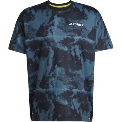 adidas T-shirt unisex z krótkim rękawem i okrągłym dekoltem z logo Terrex Czarny JD5959