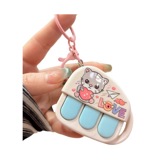 Keychain Pendant Cartoon Mini Piano Recorder Design Stress Relief Toy with Decompression Rebound Button Portable Key Chain