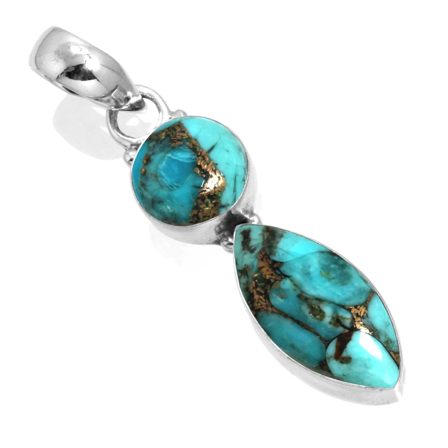 

Подвеска из стерлингового серебра 925 пробы, женская бижутерия с драгоценными камнями, подарок на годовщину, сине-зеленый, фиолетовый, медный, бирюзовый, жемчужный, лазурит, перламутр, бохо медный/синий