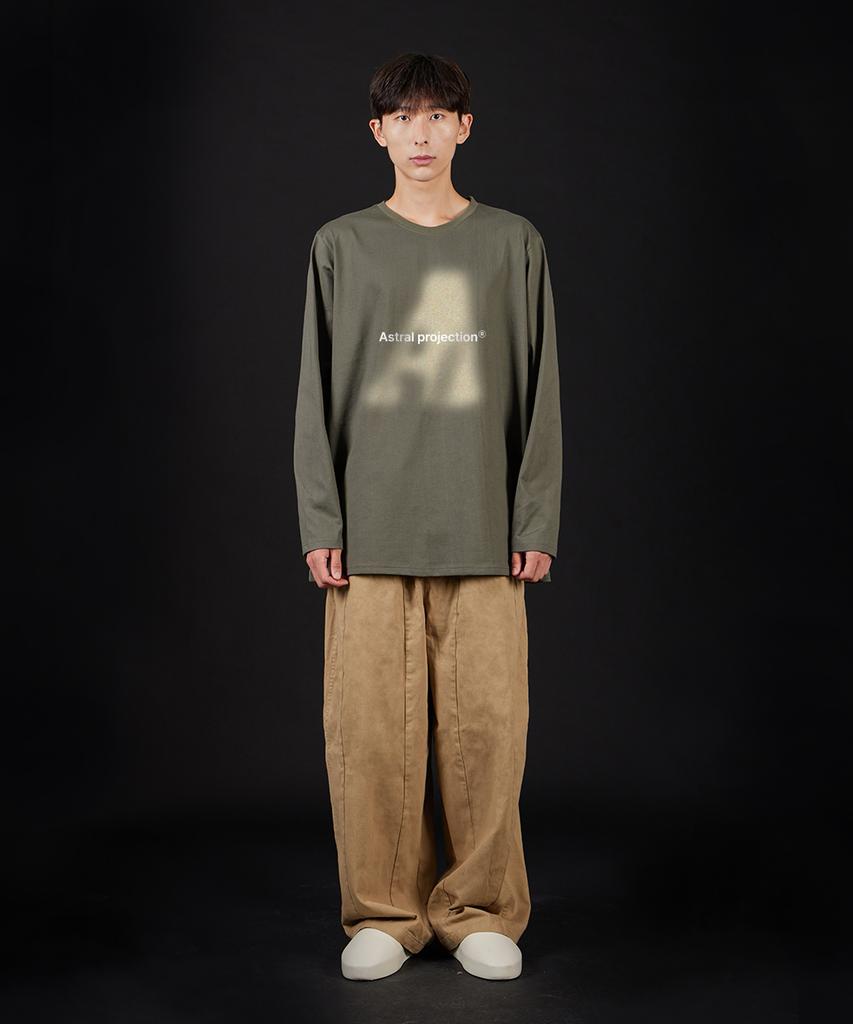 ASTRAL PROJECTION Big A Oversized Long Sleeve T-Shirt_Khaki