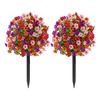 Artificial Violet Topiary Ball UV Resistant Violet Blooms Fake Evergreen Plants Flowers Brush with Ground Spike for Outdoor Indoor Garden Decor