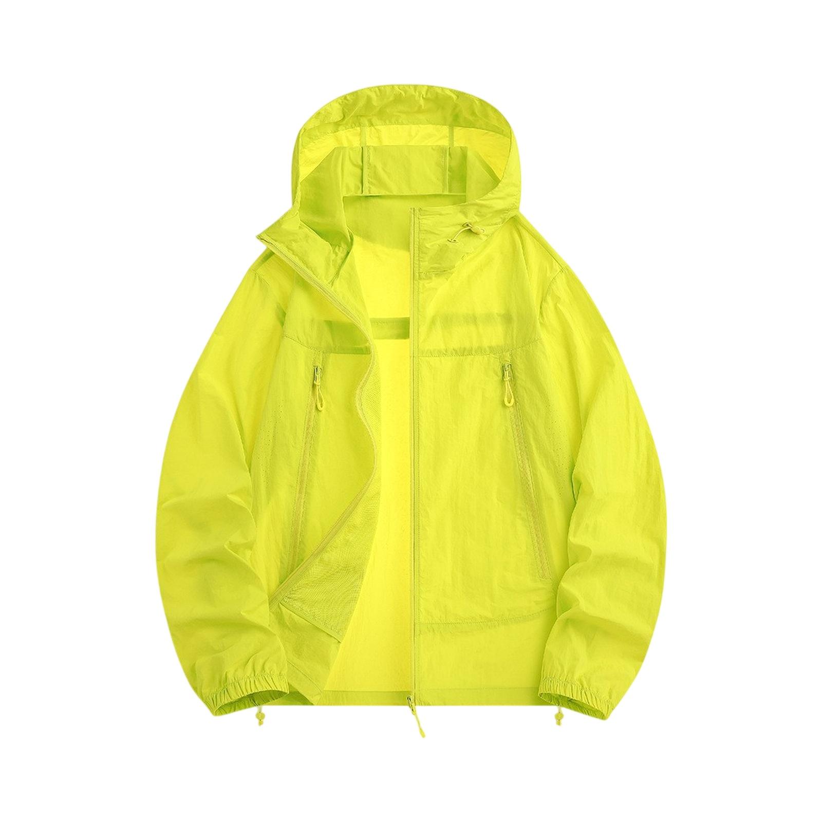 

Легкая куртка с капюшоном для пар, модная, солнцезащитная, на полной молнии, дышащая, удобная толстовка, верхняя одежда для спорта на открытом воздухе XL жёлтый