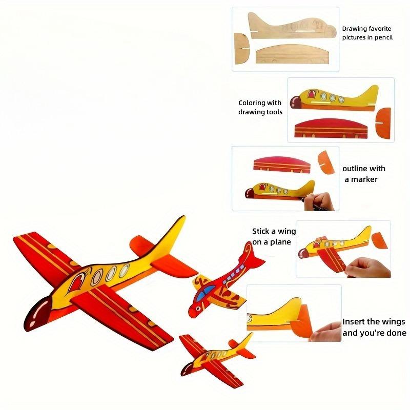 10pcs Unfinished Wooden Aircraft Models - DIY Handmade Craft Material for Graffiti, Painting, and Colouring Creative Art Projects, and Woodworking