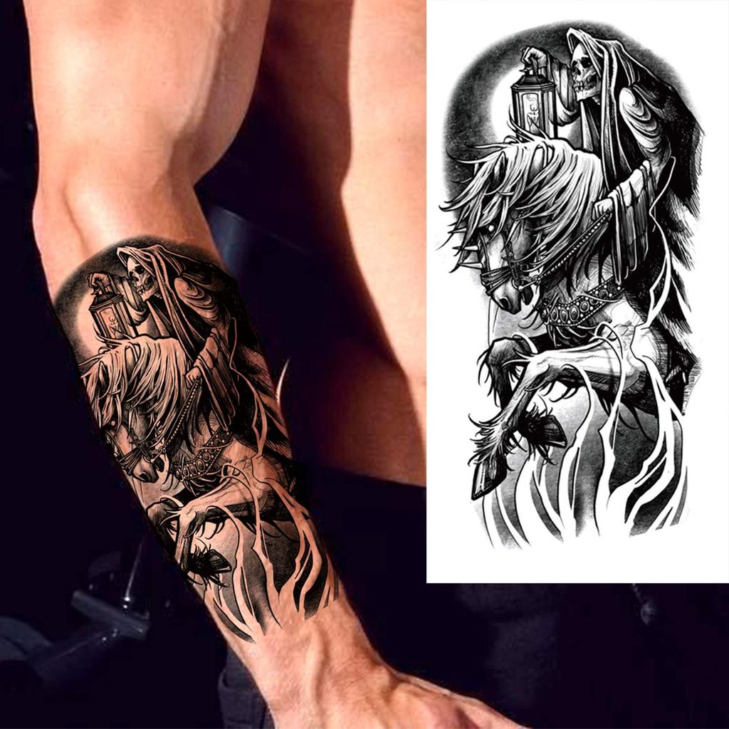 1 Blatt Löwenkrieger Kompass Piratenschiff Temporäre Tattoos für Männer Frauen Erwachsene Fake Tattoo Aufkleber Totenkopf Gangster Ärmel