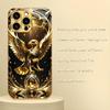 Golden Eagle Plated Glass Phone Case Suitable for iPhone 17 16 15 14 13 12 11 Pro/Max/Plus Anti Shock and Anti Drop Back Cover