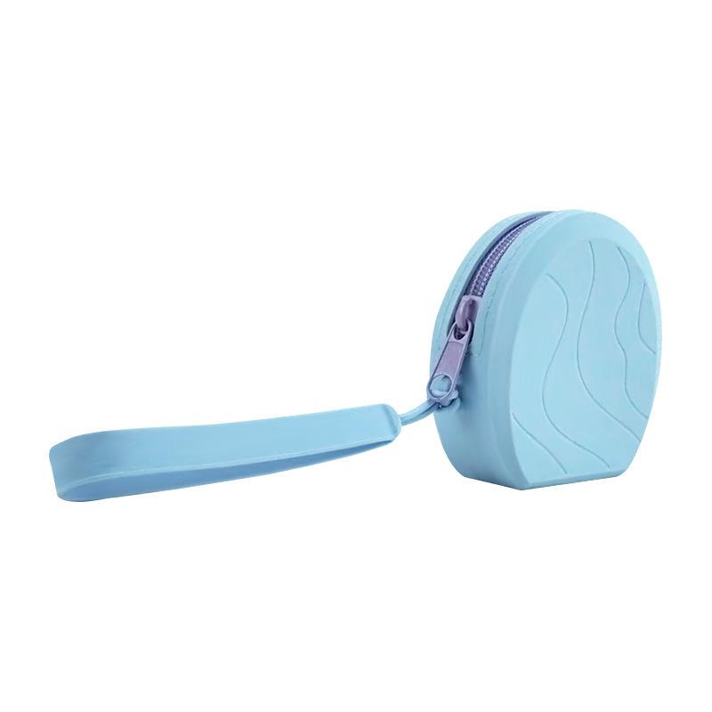 

Silicone Half Round Small Coin Purse Waterproof Zipper Storage Bag Wallet Key Earphones Organizer Pouch Data Cable Dustproof Bag синий
