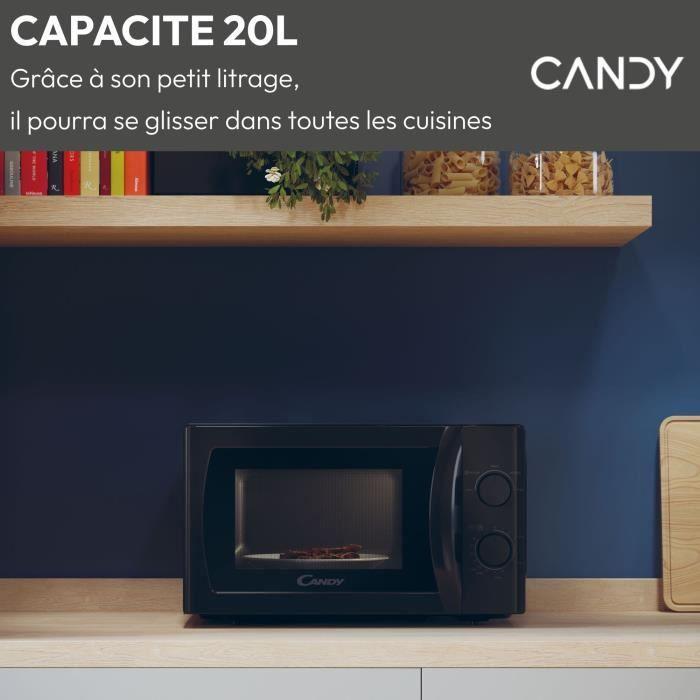 Micro-ondes Candy Idea CMW20SMB 700 W 20L Noir - Fonction Décongélation - Plateau Tournant en Verre - 5 Niveaux de Puissance