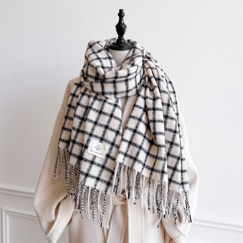 NEW Luxury Cashmere Women Plaid Scarf Winter Warm Shawl and Wrap Bandana Pashmina Long Tassel Female Foulard Thick Blanket