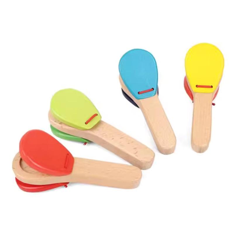 Wooden Clapper Castanets Musical Instrument Educational Percussion Rhythm Castanets Musical Clap Board for Kids Adults 1